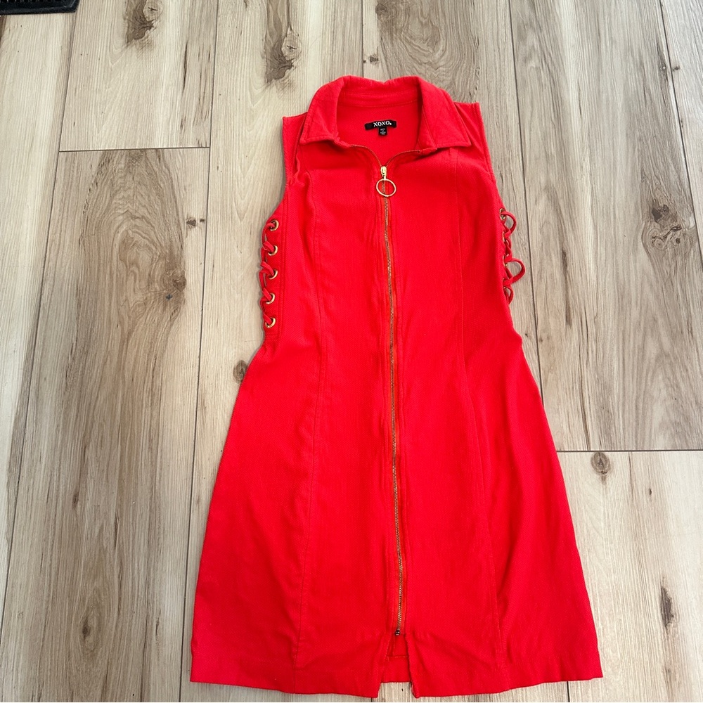 XOXO Red Sleeveless Dress with Zipper Rayon, nylon, spandex